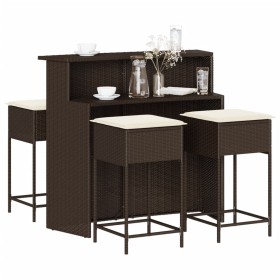 5-piece garden bar set with brown PE rattan cushions by , Garden sets - Ref: Foro24-3261485, Price: 385,26 €, Discount: %