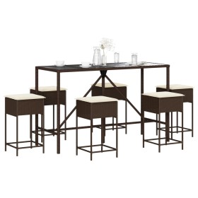 7-piece garden bar set with brown PE rattan cushions by , Garden sets - Ref: Foro24-3261470, Price: 392,66 €, Discount: %