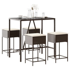 5-piece garden bar set with brown PE rattan cushions by , Garden sets - Ref: Foro24-3261464, Price: 288,33 €, Discount: %