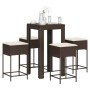 5-piece garden bar set with brown PE rattan cushions by , Garden sets - Ref: Foro24-3261447, Price: 285,37 €, Discount: %