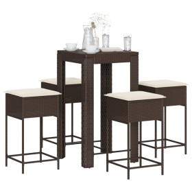 5-piece garden bar set with brown PE rattan cushions by , Garden sets - Ref: Foro24-3261447, Price: 297,83 €, Discount: %