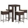 5-piece garden bar set with brown PE rattan cushions by , Garden sets - Ref: Foro24-3261447, Price: 285,37 €, Discount: %