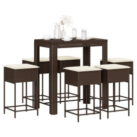 7-piece garden bar set with brown PE rattan cushions by , Garden sets - Ref: Foro24-3261453, Price: 386,67 €, Discount: %