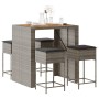 5-piece garden bar set with gray PE rattan cushions by , Garden sets - Ref: Foro24-3261516, Price: 417,99 €, Discount: %