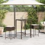 3-piece garden bar set with brown PE rattan cushions by , Garden sets - Ref: Foro24-3261458, Price: 224,83 €, Discount: %