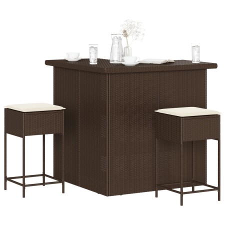 3-piece garden bar set with brown PE rattan cushions by , Garden sets - Ref: Foro24-3261500, Price: 269,33 €, Discount: %