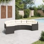 Semicircular garden sofa with black synthetic rattan cushions by , Outdoor sofas - Ref: Foro24-3318513, Price: 430,88 €, Disc...