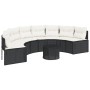 Semicircular garden sofa with table and black PE rattan cushions by , Outdoor sofas - Ref: Foro24-3318526, Price: 446,96 €, D...