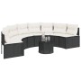 Semicircular garden sofa with table and black PE rattan cushions by , Outdoor sofas - Ref: Foro24-3318526, Price: 446,96 €, D...