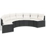 Semicircular garden sofa with table and black PE rattan cushions by , Outdoor sofas - Ref: Foro24-3318526, Price: 446,96 €, D...