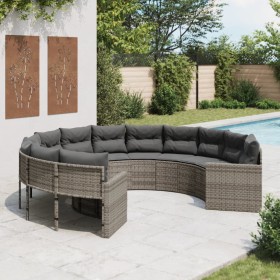 Round garden sofa with gray synthetic rattan cushions by , Outdoor sofas - Ref: Foro24-3318532, Price: 624,99 €, Discount: %