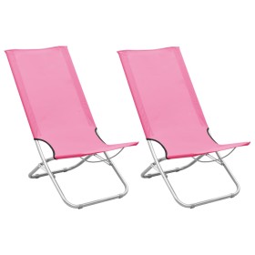 Folding beach chairs 2 units pink fabric by vidaXL, Garden chairs - Ref: Foro24-310381, Price: 74,99 €, Discount: %