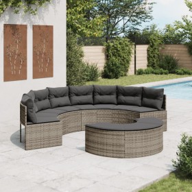 Semicircular garden sofa, 2 pieces, synthetic gray rattan by , Outdoor sofas - Ref: Foro24-3262071, Price: 561,99 €, Discount: %