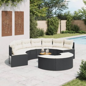 Semicircular 3-piece synthetic rattan garden sofa set in black. by , Outdoor sofas - Ref: Foro24-3262078, Price: 591,41 €, Di...