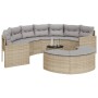 Semicircular 3-piece synthetic rattan garden sofa set in beige color. by , Outdoor sofas - Ref: Foro24-3262067, Price: 627,13...