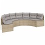 Semicircular garden sofa with beige synthetic rattan cushions by , Outdoor sofas - Ref: Foro24-3318524, Price: 422,17 €, Disc...