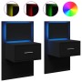 Wall-mounted bedside tables with LED lights, 2 units, black by , Nightstands - Ref: Foro24-848160, Price: 121,36 €, Discount: %