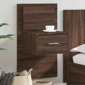 Wall-mounted bedside table with LED lights in brown oak by , Nightstands - Ref: Foro24-848169, Price: 70,91 €, Discount: %