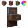 Wall-mounted bedside table with LED lights in brown oak by , Nightstands - Ref: Foro24-848169, Price: 70,91 €, Discount: %