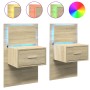 Wall-mounted bedside tables with LED lights, 2 units Sonoma oak. by , Nightstands - Ref: Foro24-848162, Price: 121,70 €, Disc...