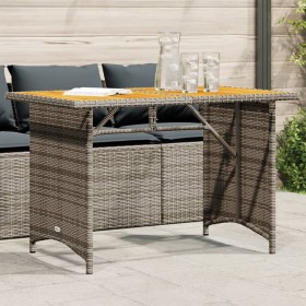 Mesa de jardín superficie de madera ratán PE gris 110x68x70 cm de , Mesas de jardín - Ref: Foro24-366356, Precio: 99,99 €, De...