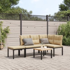 Garden bench cushions 4 pieces steel powder-coated black by , Garden sets - Ref: Foro24-3283651, Price: 287,17 €, Discount: %