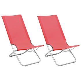 Folding beach chairs 2 units red fabric by vidaXL, Garden chairs - Ref: Foro24-310376, Price: 69,70 €, Discount: %