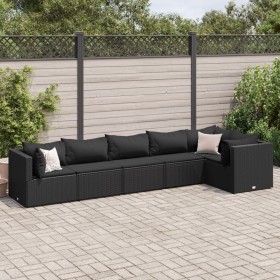 Set muebles de jardín 6 piezas y cojines ratán sintético negro de , Conjuntos de jardín - Ref: Foro24-3308107, Precio: 470,00...