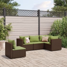 Gartenmöbel-Set, 5-teilig, mit braunen Kissen aus synthetischem Rattan. von , Gartensets - Ref: Foro24-3308158, Preis: 425,87...