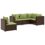 Set muebles de jardín 5 piezas y cojines ratán sintético marrón de , Conjuntos de jardín - Ref: Foro24-3308158, Precio: 425,7...