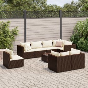 Garden furniture set 9 pieces and brown synthetic rattan cushions by , Garden sets - Ref: Foro24-3308201, Price: 564,90 €, Di...