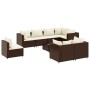 Set muebles de jardín 9 piezas y cojines ratán sintético marrón de , Conjuntos de jardín - Ref: Foro24-3308201, Precio: 565,4...