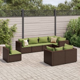 Set of 8-piece garden sofas and brown synthetic rattan cushions by , Garden sets - Ref: Foro24-3308198, Price: 602,98 €, Disc...