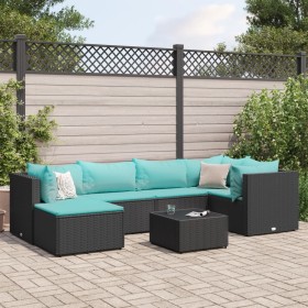 7-piece garden furniture set with black synthetic rattan cushions by , Garden sets - Ref: Foro24-3308220, Price: 450,99 €, Di...