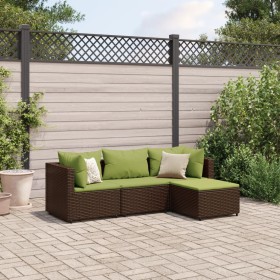 Garden furniture set 4 pieces with brown synthetic rattan cushions by , Garden sets - Ref: Foro24-3308054, Price: 259,96 €, D...