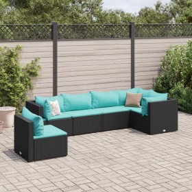 Set muebles de jardín 6 piezas y cojines ratán sintético negro de , Conjuntos de jardín - Ref: Foro24-3308172, Precio: 413,53...