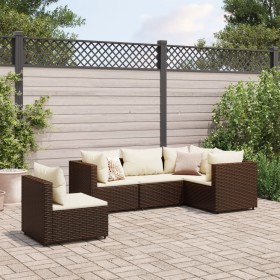 Gartenmöbel-Set, 5-teilig, mit braunen Kissen aus synthetischem Rattan. von , Gartensets - Ref: Foro24-3308153, Preis: 380,99...