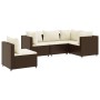 Set muebles de jardín 5 piezas y cojines ratán sintético marrón de , Conjuntos de jardín - Ref: Foro24-3308153, Precio: 380,9...