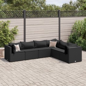 Garden furniture set, 6 pieces, with black synthetic rattan cushions. by , Garden sets - Ref: Foro24-3308139, Price: 469,60 €...