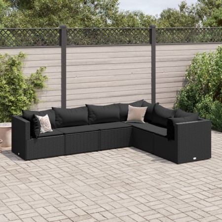 Garden furniture set, 6 pieces, with black synthetic rattan cushions. by , Garden sets - Ref: Foro24-3308139, Price: 470,00 €...