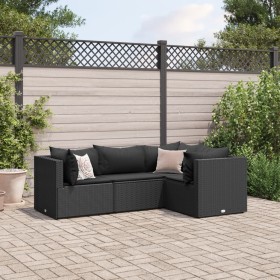 Gartenmöbel-Set mit 4-teiligen Kissen aus schwarzem Kunststoff-Rattan von , Gartensets - Ref: Foro24-3308075, Preis: 313,55 €...