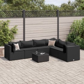 7-piece garden furniture set with black synthetic rattan cushions by , Garden sets - Ref: Foro24-3308147, Price: 576,41 €, Di...