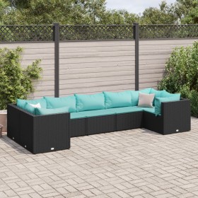 7-piece garden furniture set with black synthetic rattan cushions by , Garden sets - Ref: Foro24-3308260, Price: 526,99 €, Di...