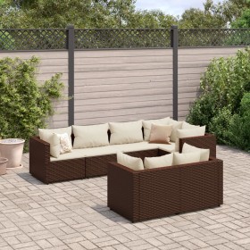 Gartenmöbel-Set, 7-teilig, mit braunen Polstern aus synthetischem Rattan. von , Gartensets - Ref: Foro24-3308185, Preis: 501,...