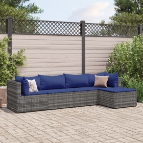 Gartenmöbel-Set 5-teilig mit grauen Polstern aus synthetischem Rattan von , Gartensets - Ref: Foro24-3308063, Preis: 279,70 €...