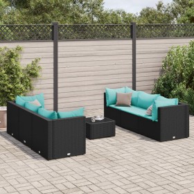 Gartenmöbel-Set und Kissen, 7-teilig, aus schwarzem synthetischem Rattan. von , Gartensets - Ref: Foro24-3308028, Preis: 530,...