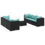 Set de muebles de jardín y cojines 7 pzas ratán sintético negro de , Conjuntos de jardín - Ref: Foro24-3308028, Precio: 533,1...