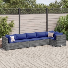 6-piece garden furniture set with gray synthetic rattan cushions by , Garden sets - Ref: Foro24-3308111, Price: 362,62 €, Dis...