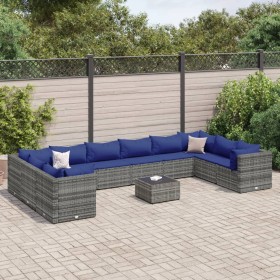 Garden furniture set 11 pieces and gray synthetic rattan cushions by , Garden sets - Ref: Foro24-3308295, Price: 613,99 €, Di...