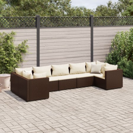 Garden furniture set, 7 pieces, with brown synthetic rattan cushions. by , Garden sets - Ref: Foro24-3308257, Price: 455,87 €...